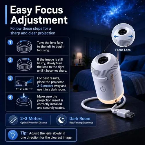 Mini USB Galaxy Star Projector Night Light, Multiple Space Patterns, Romantic Room Decor for Kids & Adults