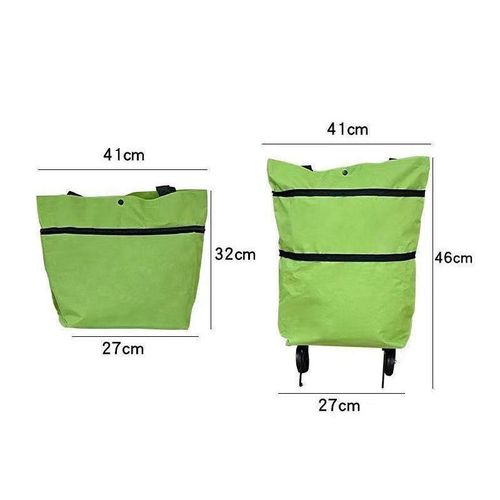 2‑in‑1 Foldable Wheeled Shopping Bag, Lightweight Reusable Grocery Tote Bag With Wheels, Portable Large‑Capacity Shopping Cart Bag For Market & Daily Shopping