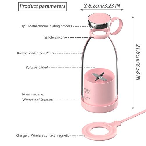 Fresh Juice Portable Blender Bottle 350ml, USB Rechargeable 4-Blade Personal Smoothie Maker, Cordless Mini Juicer for Home, Office, Gym & Travel Kenya