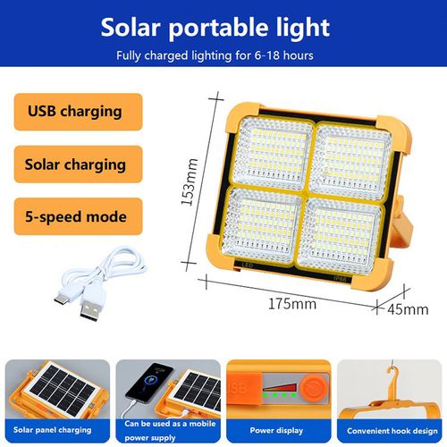 Portable Solar LED Work Light IP66 Waterproof, Magnetic Rechargeable Flood Light For Home Power Outage, Outdoor Camping Repair Light