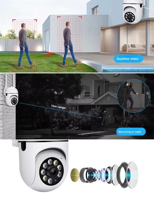 Wireless WiFi PTZ Security Camera, Full Color Night Vision IP Camera, Motion Alert Two-Way Talk Home CCTV Camera