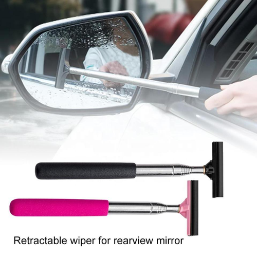 Telescopic Car Rearview Mirror Squeegee, Portable Auto Side Mirror Water Wiper, Car Glass Water Scraper for Rainy Days,Pack of 2
