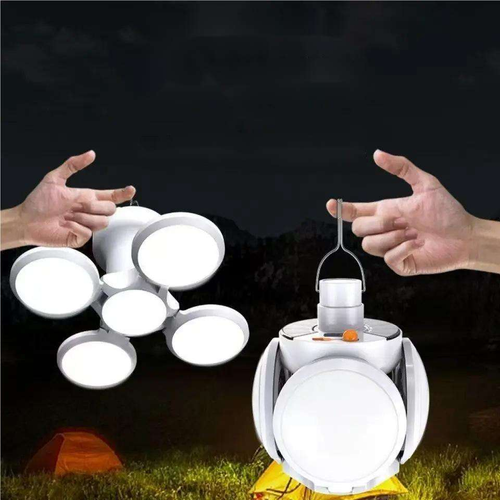 Solar LED Foldable Soccer Light, Rechargeable Hanging Camping Lantern, Portable Emergency Light for Power Outage Outdoor Home Use