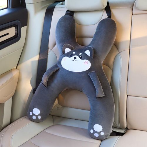 Cartoon H Shape Kids Car Travel Pillow, Soft Plush Child Body Support Cushion for Car Seat Long Trip Sleep