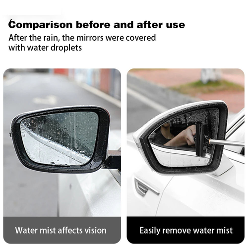 Telescopic Car Rearview Mirror Squeegee, Portable Auto Side Mirror Water Wiper, Car Glass Water Scraper for Rainy Days,Pack of 2