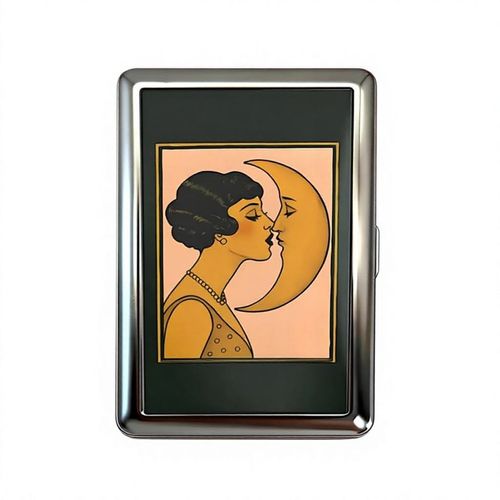 2 in 1 Metal Cigarette Case & Card Holder, Vintage Art Print Hard Metal Cigarette Box, Portable Credit Card Cash Storage Box, Anti-pressure Cigarette Holder for Men Women Kenya,Unboxing patterns (blind box style)