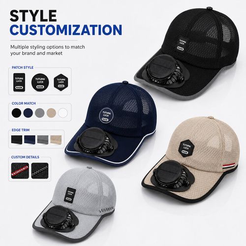 Solar Powered Fan Hat, Black & Multi-color Breathable Mesh Cooling Baseball Cap with Detachable Fan for Outdoor Work, Fishing & Farming
