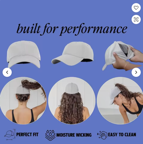 Ponytail Baseball Cap for Women, Breathable Mesh Criss Cross Hole Hat for Outdoor Sports Running Gym