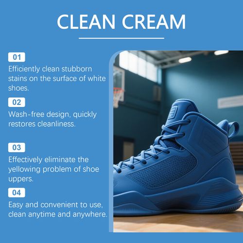 White Shoe Cleaning Cream with Sponge, Efficient Stain & Yellow Remover for Sneakers, No Water Wash Shoe Cleaner
