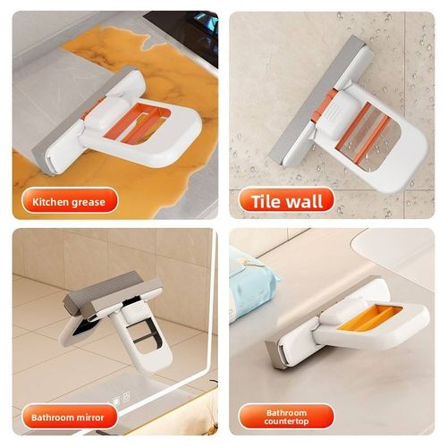 Portable Self-Squeezing Mini Mop 2 in 1 Use | No Hand Wash Sponge Mop for Home, Bathroom Tiles, Kitchen Sink, Desktop Quick Clean, Flexible Handle Small Floor Mop Kenya,Pack of 2
