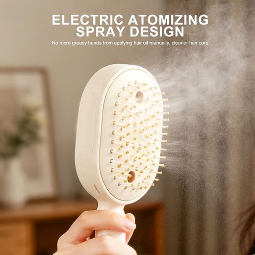 Rechargeable Spray Massage Hair Comb, Electric Mist Detangling Hairbrush