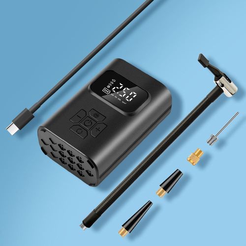 Portable Cordless Tire Inflator, Rechargeable Digital Air Pump with LED Light for Car Motorcycle Bicycle Bal