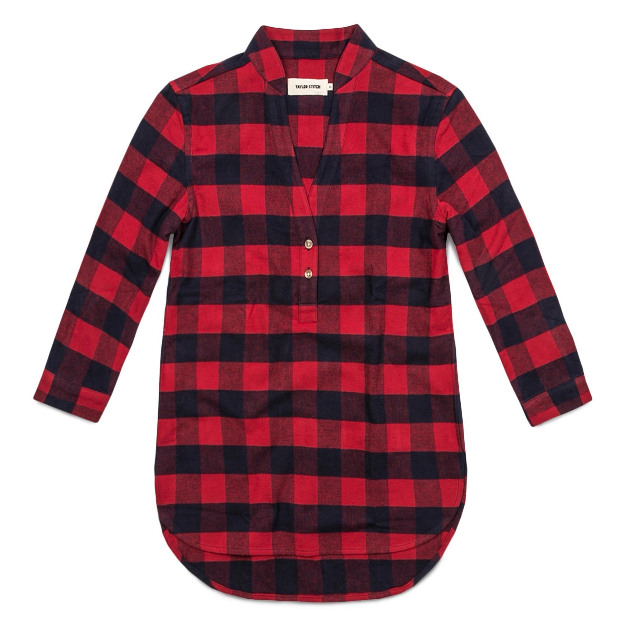 Acwne Whitney Popover in Red Buffalo Plaid