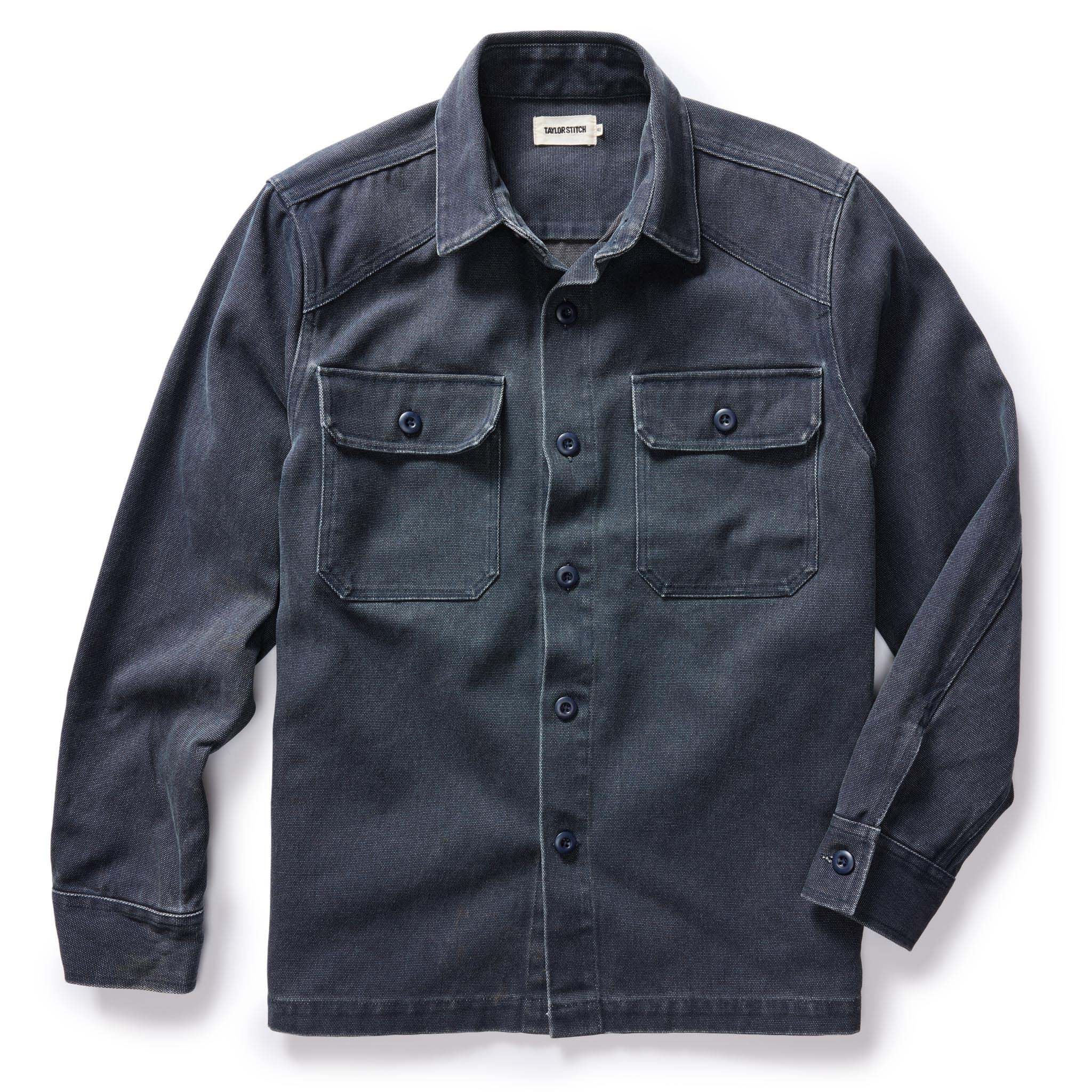 Acwne Shop Shirt in Navy Chipped Canvas