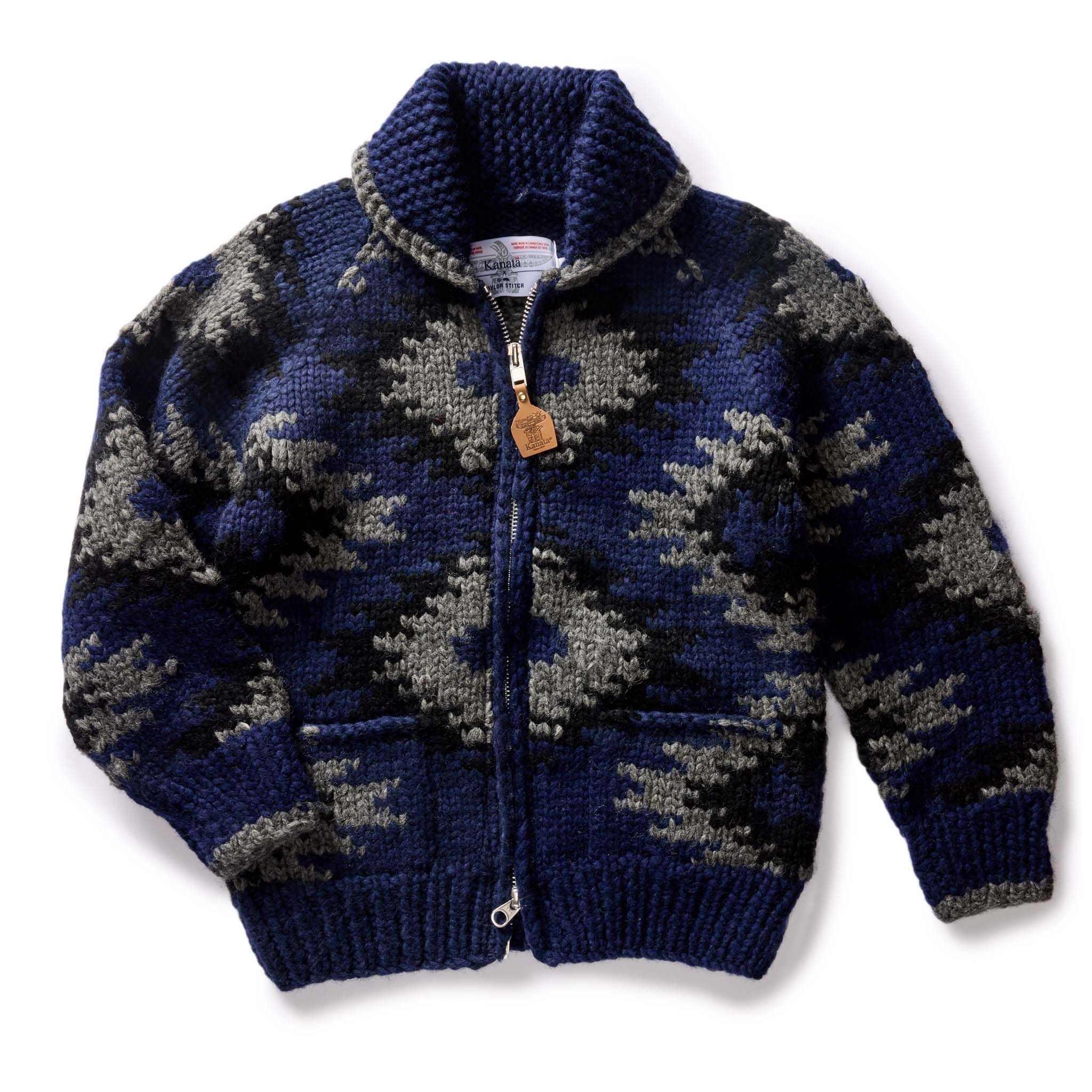 Acwne Seawall Hand-Knit Sweater in Navy Kilim