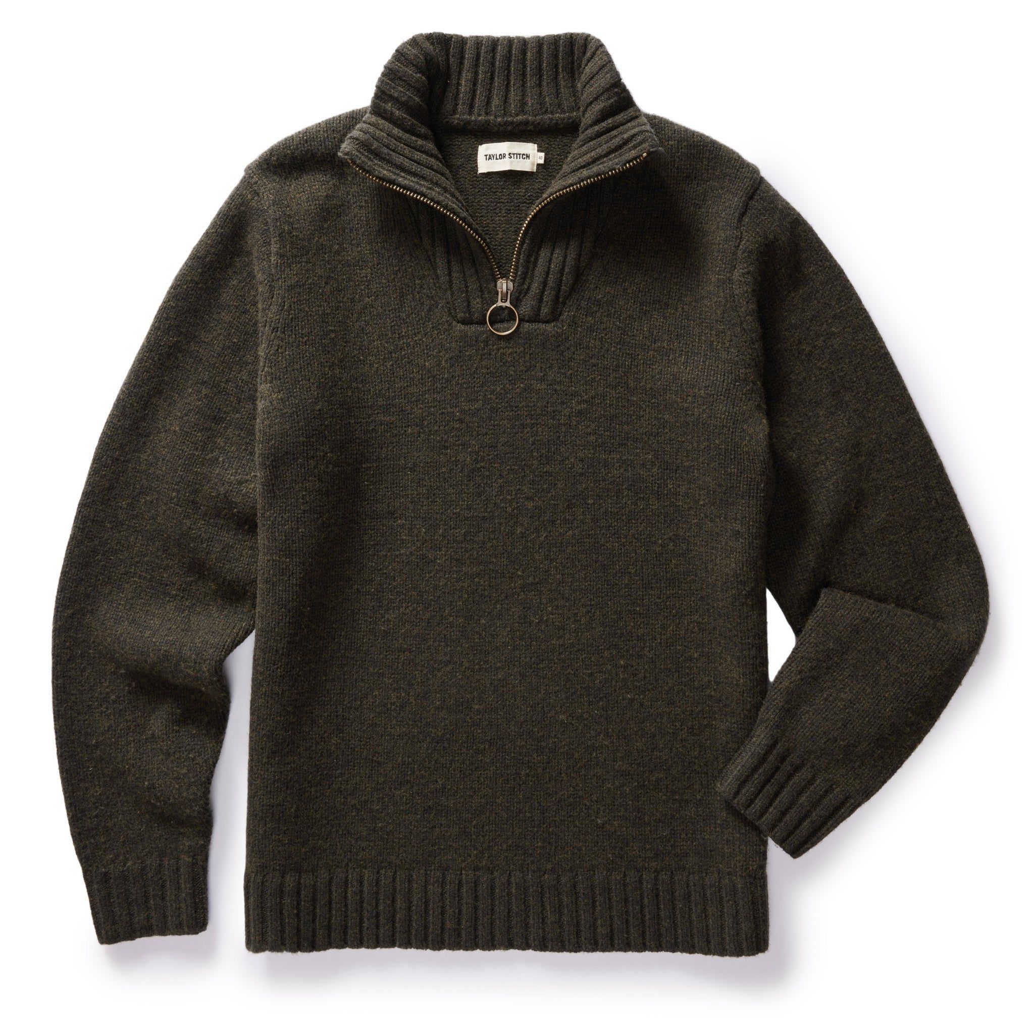 Acwne Quarter Zip Tanker Sweater in Loden