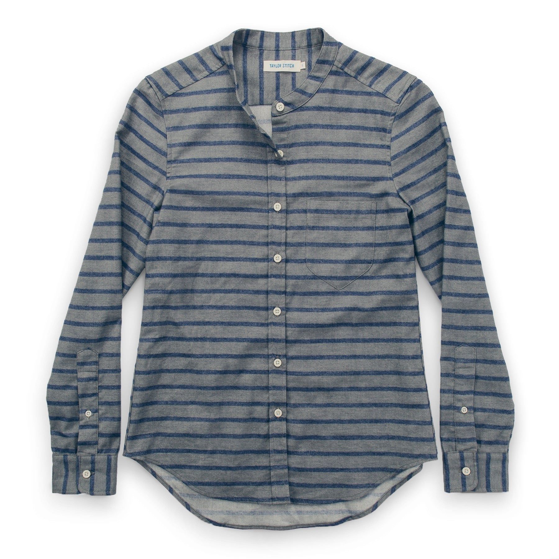 Acwne Piper Shirt in Ash &amp; Navy Stripe Flannel