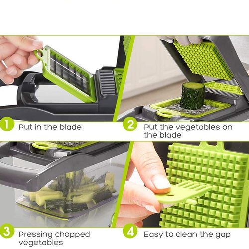 🥬14-in-1 Food Grade Vegetable Chopper with Drain Basket