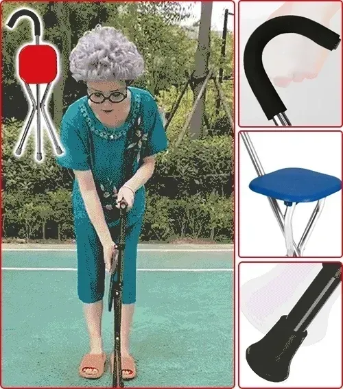 🔥Foldable Seat Cane, Adjustable Trekking Stick, Portable Lightweight Stick Chair, Aluminum Hiking Walking Canes for Seniors Adult