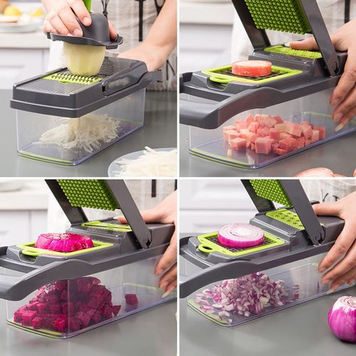 🥬14-in-1 Food Grade Vegetable Chopper with Drain Basket