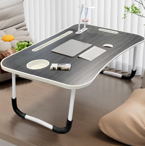 🔥Adjustable Folding Bed Table with USB Port, Cup Holder & Drawer