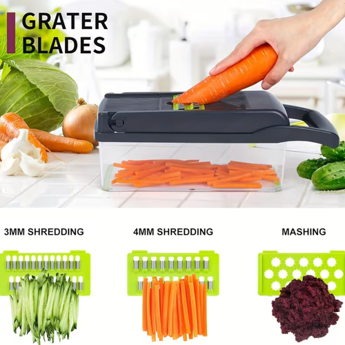 🥬14-in-1 Food Grade Vegetable Chopper with Drain Basket