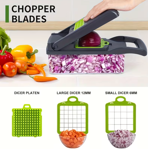 🥬14-in-1 Food Grade Vegetable Chopper with Drain Basket