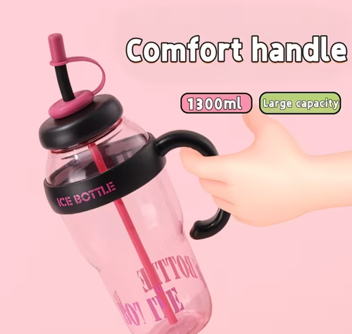 Water Bottle with Handle & Straw