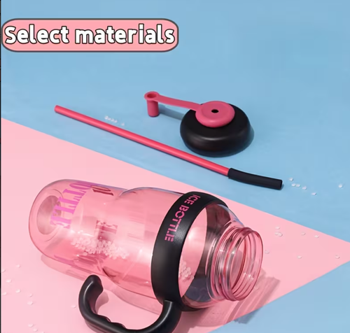 Water Bottle with Handle & Straw