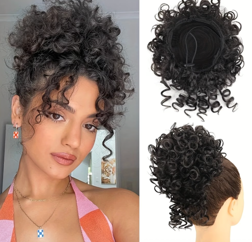 🔥 Natural Look Women's Heat-Resistant Synthetic Fiber Hair Bun & Ponytail Extensions