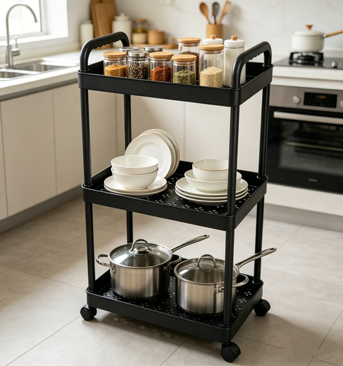 3-Tier Rolling Storage Trolley