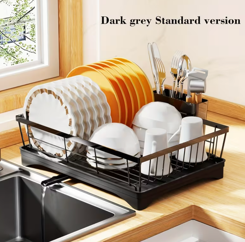2 Tier Black Metal Dish Drying Rack