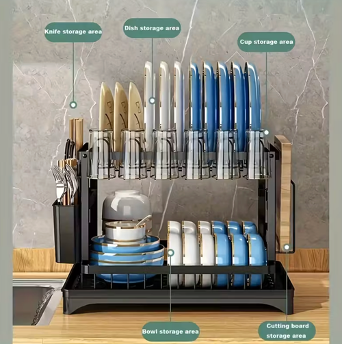 2 Tier Black Metal Dish Drying Rack