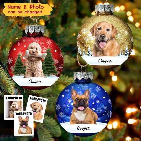 Custom Photo Christmas Together Family - Personalized Ball Ornament