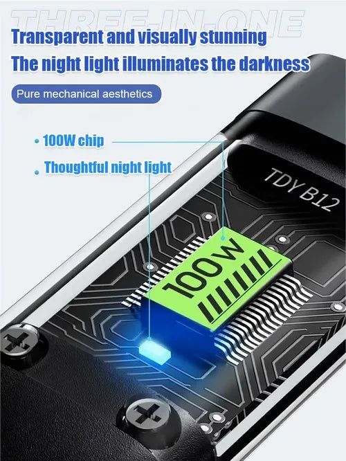 Transparent Luminous Super Fast Charging 3-in-1 Data Cable