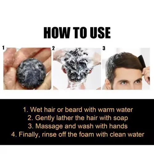 Shampoo soap for white hair to turn black hair Men's shampoo soap