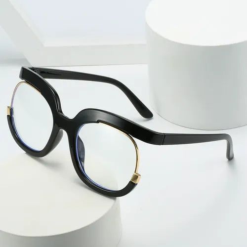 Large frame fashionable blue light blocking ladies plain glasses