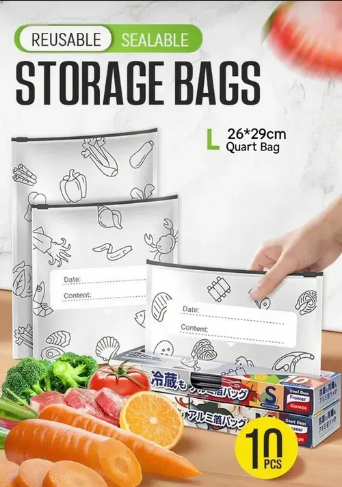 🔥Buy 1 Get 1 Free （20PCS） 🔥Freezer Refrigerator Stand-Up Aluminum Foil Cling Bag Slide Zipper Storage Aluminum Foil Bag