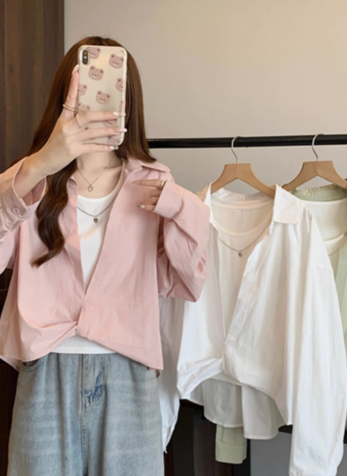 大碼開春多巴胺上衣春季流行穿搭襯衫女裝胖mm顯瘦獨特洋氣假兩件