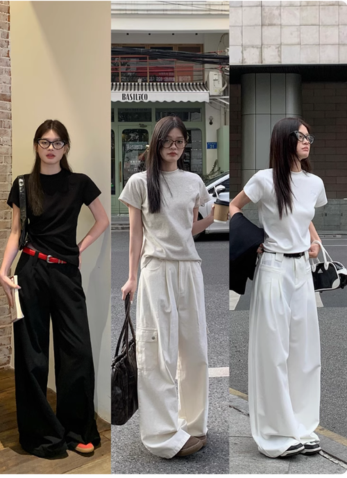 宋正恩正肩短袖t恤女2025新款夏季純棉寬鬆白色內搭半袖體恤上衣