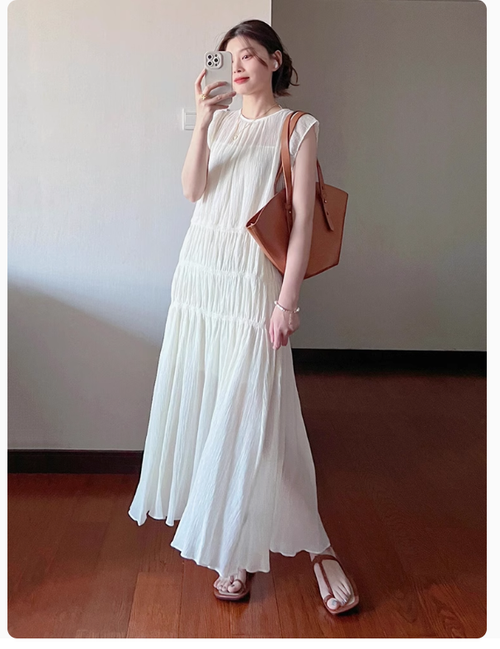 女裝夏季裙子桔梗法式漂亮獨特超好看氣質仙女裙高級感白色連衣裙