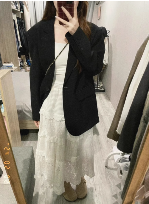 黑色西裝外套女春秋2025新款春季韓系小個子高級感氣質休閒小西服