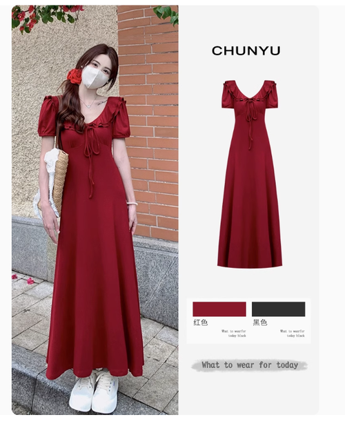 大碼絕美連衣裙2025新款女夏季長裙氣質高級感微胖mm遮肚藏肉裙子