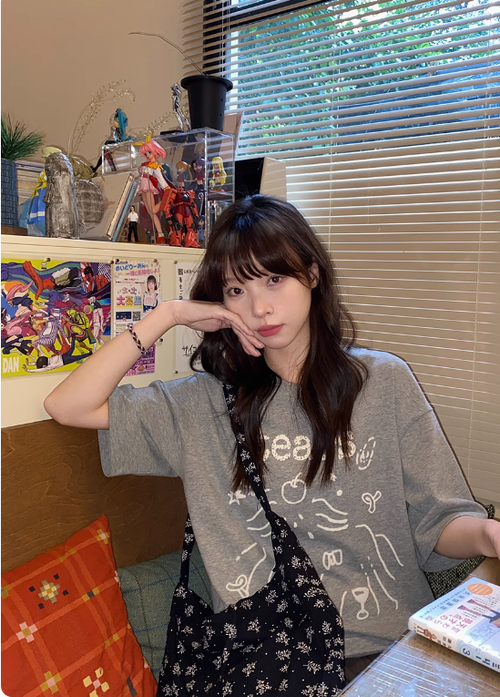 奶兔星球-自制 眼淚小狗發泡印花字母短袖t恤女2025新款寬鬆上衣