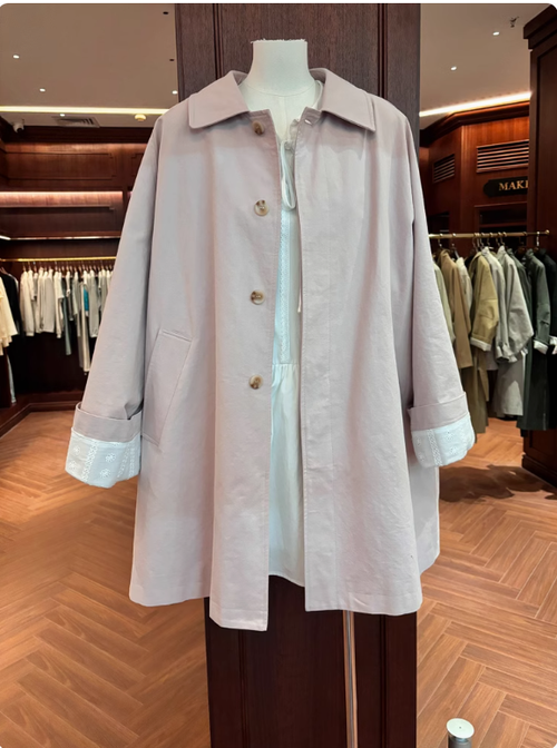 mmt粉色風衣外套女2025新款韓系休閒小個子中長款開春外套女款春