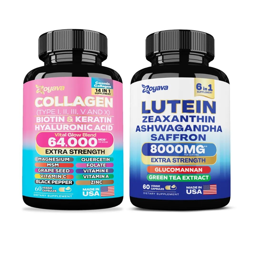 ゾヤバ™ コズミックコラーゲンビューティーコンプレックス 64,000MCG & サイトシールド ルテイン＆ゼアキサンチン サプリメント 8000 MG