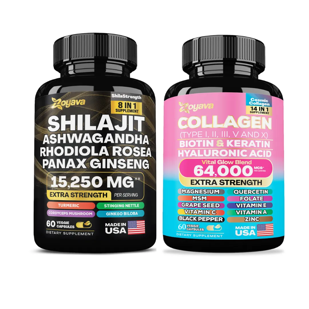 ゾヤバ™ シラジットパワー シラストレングスブレンド - 15,250mg & コズミックコラーゲンビューティーコンプレックス 64,000MCG