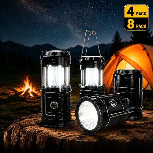 Solar Camping Lantern 2-Pack - Rechargeable LED Lights