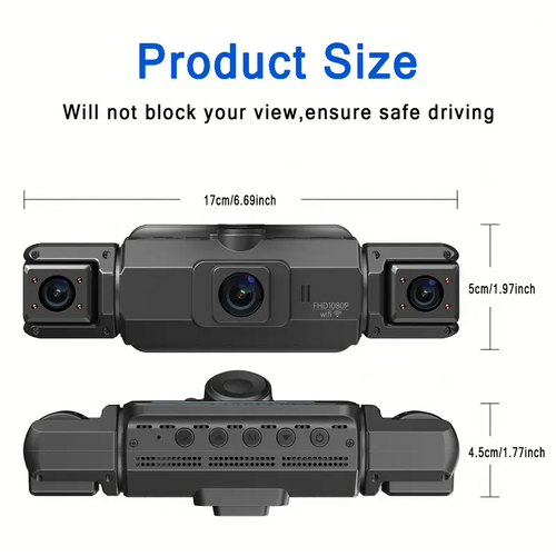 Dash Cam Front Rear Left and Right, Full HD 4 Channnel Dash Camera for Cars Built-in WiFi, 64GB Card