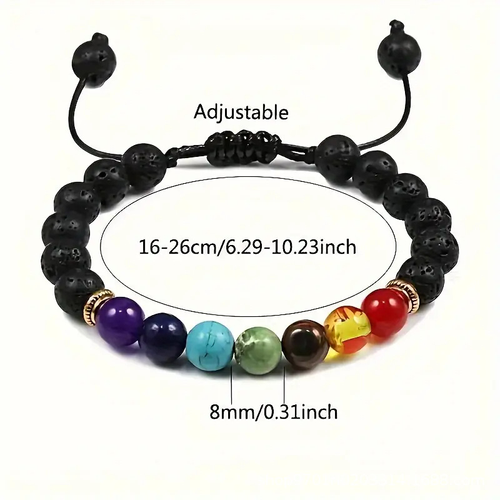 7 Chakra Healing Volcanic Rock Stackable Bracelets